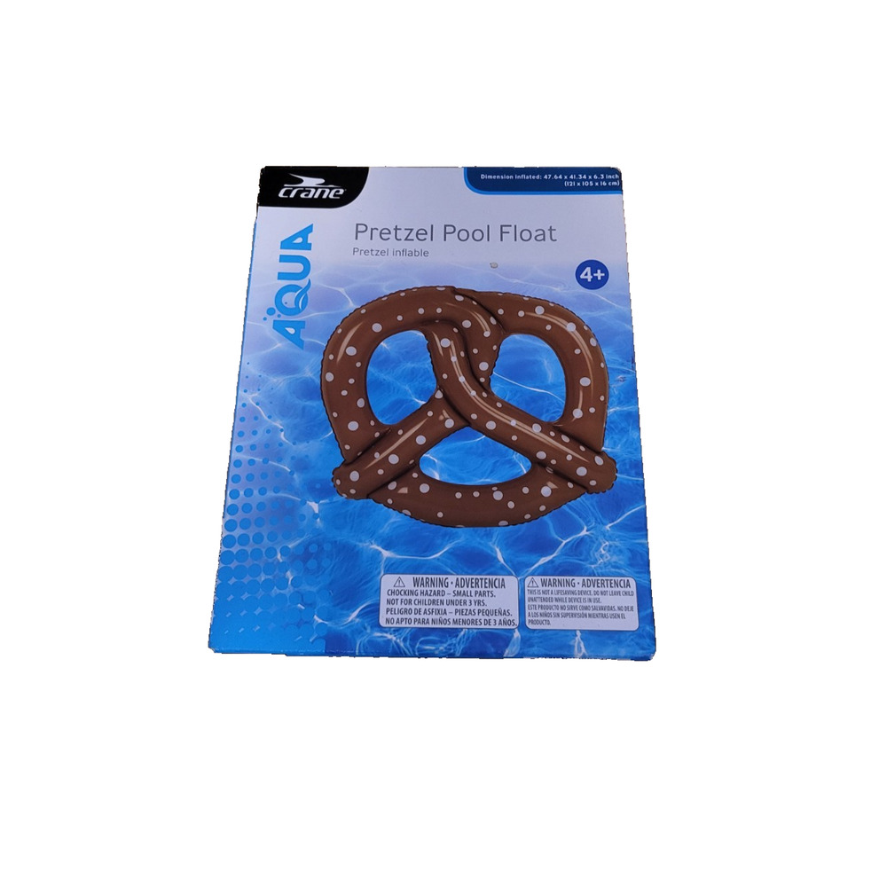 Crane Aqua Pretzel Pool Float Inflatable Raft 47" x 41" Brown Pretzel Tube Aldi